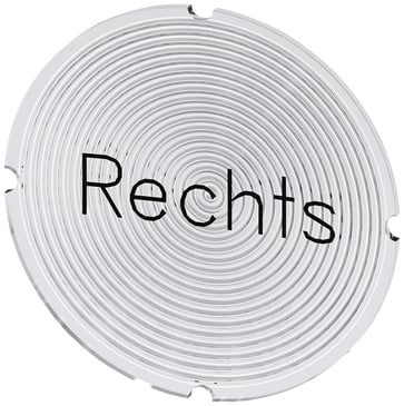 Inskription plade for lystrykknap, rund, hvid med sort font, inskription: right 3SU1900-0AB71-0AH0