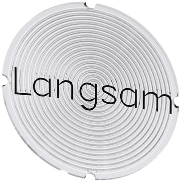 Inskription plade for lystrykknap, rund, hvid med sort font, inskription: slow 3SU1900-0AB71-0AN0