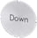 Inskription plade for lystrykknap, rund, hvid med sort font, inskription: Down 3SU1900-0AB71-0DM0 miniature