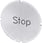 Inskription plade for lystrykknap, rund, hvid med sort font, inskription: Stop 3SU1900-0AB71-0DS0 miniature