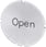 Inskription plade for lystrykknap, rund, hvid med sort font, inskription: Open 3SU1900-0AB71-0DW0 miniature
