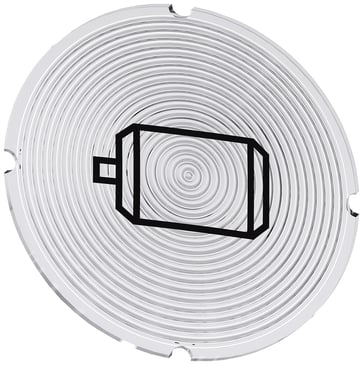 Inskription plade for lystrykknap, rund, hvid med sort font, grafisk symbol: electric motor 3SU1900-0AB71-0RA0