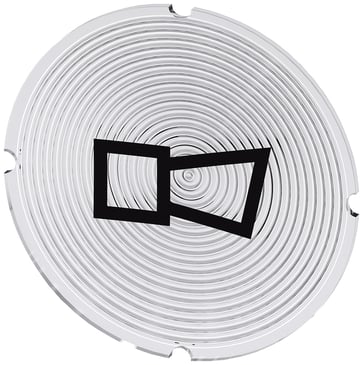 Inskription plade for lystrykknap, rund, hvid med sort font, grafisk symbol: horn 3SU1900-0AB71-0RB0