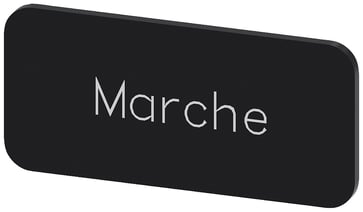 Mærkningsplade til label holder, label str.12.5x27mm, sort label, hvid font, inskription: Marche 3SU1900-0AC16-0GA0