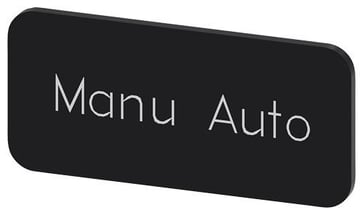 Mærkningsplade til label holder, label str.12.5x27mm, sort label, hvid font, inskription: Manu Auto 3SU1900-0AC16-0GT0