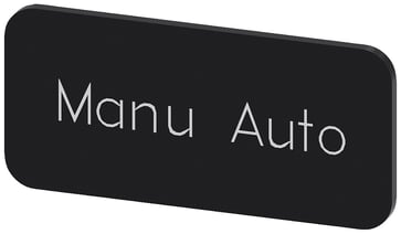 Mærkningsplade til label holder, label str.12.5x27mm, sort label, hvid font, inskription: Manu Auto 3SU1900-0AC16-0GT0