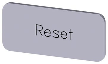 Mærkningsplade til label holder, label str.12.5x27mm, sølv label, sort font, inskription: Reset 3SU1900-0AC81-0DU0