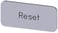 Mærkningsplade til label holder, label str.12.5x27mm, sølv label, sort font, inskription: Reset 3SU1900-0AC81-0DU0 miniature