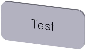 Mærkningsplade til label holder, label str.12.5x27mm, sølv label, sort font, inskription: test 3SU1900-0AC81-0DV0