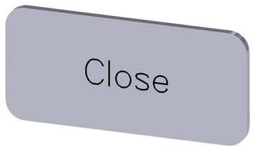 Mærkningsplade til label holder, label str.12.5x27mm, sølv label, sort font, inskription: Close 3SU1900-0AC81-0DX0