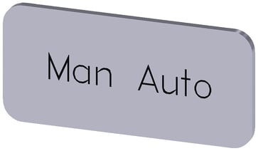 Mærkningsplade til label holder, label str.12.5x27mm, sølv label, sort font, inskription: Manual Auto 3SU1900-0AC81-0EA0