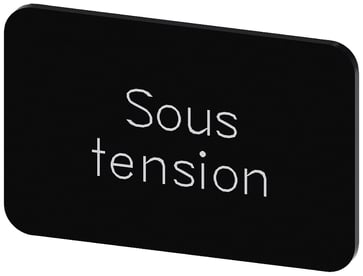 Mærkningsplade til label holder, Label str.17.5 x 27 mm, sort label, hvid font, inskription: Sous Tension 3SU1900-0AD16-0GS0