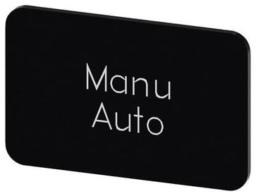 Mærkningsplade til label holder, Label str.17.5 x 27 mm, sort label, hvid font, inskription: Manu Auto 3SU1900-0AD16-0GT0