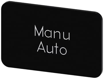 Mærkningsplade til label holder, Label str.17.5 x 27 mm, sort label, hvid font, inskription: Manu Auto 3SU1900-0AD16-0GT0