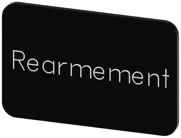 Mærkningsplade til label holder, Label str.17.5 x 27 mm, sort label, hvid font, inskription: Rearmement 3SU1900-0AD16-0GV0