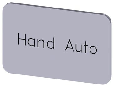Mærkningsplade til label holder, Label str.17.5 x 27 mm, sølv label, sort font, inskription: Manual Auto 3SU1900-0AD81-0DB0