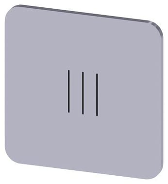 Mærkningsplade til limning på hus, label str. 22x22mm, sølv label, sort font, grafisk symbol: III 3SU1900-0AF81-0QD0