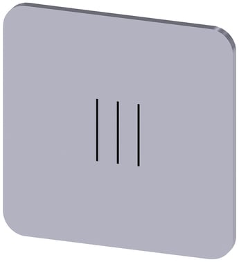 Mærkningsplade til limning på hus, label str. 22x22mm, sølv label, sort font, grafisk symbol: III 3SU1900-0AF81-0QD0