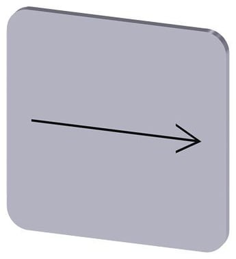 Mærkningsplade til limning på hus, label str. 22x22mm, sølv label, sort font, grafisk symbol: pil peger mod højre 3SU1900-0AF81-0QR0