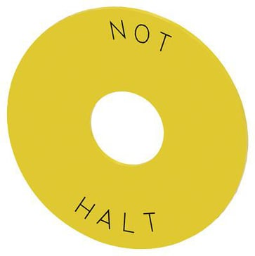 Spændeskive for NØDSTOP, gul, inskription: NOT-HALT, inde diameter 22.5 mm, tykkelse 2 mm 3SU1900-0BB31-0AT0
