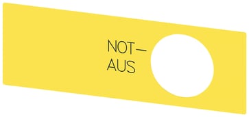 Labeling plade for Nødstop paddetryk trykknap i et Hus, gul, inskription: NOT-AUS, selvklæbende 3SU1900-0BE31-0AS0