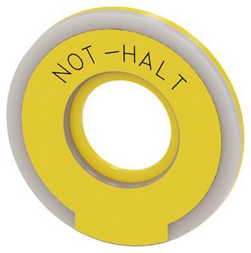 Spændeskive rund for Nødstop paddetryk  gul, belyst, ydre diameter 60 mm, inde diameter 23 mm, inskription: NOT-HALT 3SU1901-0BD31-0AT0
