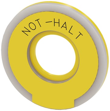 Spændeskive rund for Nødstop paddetryk  gul, belyst, ydre diameter 60 mm, inde diameter 23 mm, inskription: NOT-HALT 3SU1901-0BD31-0AT0