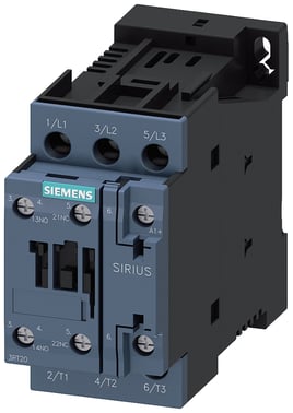 Sirius power kontaktor , AC-3 12 A, 5.5 kW/400V 1 NO + 1 NC, 24VDC 3-polet 3RT2024-1BB40-1AA0