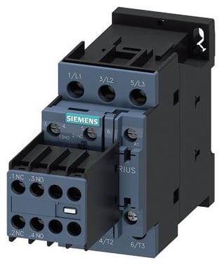 Sirius power kontaktor , AC-3 17 A, 7.5 kW/400V 2 NO + 2 NC, 24VAC , 50/60 Hz, 3-polet 3RT2025-1AC24