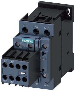 Sirius power kontaktor , AC-3 17 A, 7.5 kW/400V 2 NO + 2 NC, 24VAC , 50/60 Hz, 3-polet 3RT2025-1AC24