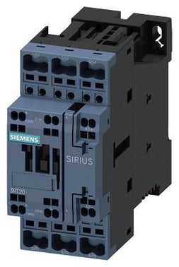 Sirius power kontaktor , AC-3 12 A, 5.5 kW/400V 1 NO + 1 NC, 24VDC med integreret varistor 3-polet 3RT2024-2KB40