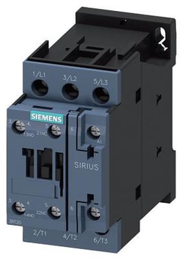 Sirius power kontaktor , AC-3 17 A, 7.5 kW/400V 1 NO + 1 NC, 24VAC , 50 Hz, 3-polet 3RT2025-1AB00-1AA0