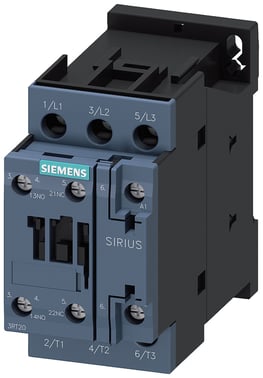 Sirius power kontaktor , AC-3 17 A, 7.5 kW/400V 1 NO + 1 NC, 24VAC , 50 Hz, 3-polet 3RT2025-1AB00-1AA0