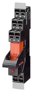 Plug-in relæ komplet enhed 1 W, 24 V AC LED modul rød base med logic isolation fjeder terminal (push-in) LZS:RT3D4R24