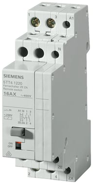 Fjernkontakt med 2 NO-kontakter, med central tænd / sluk-funktion, kontakt til 230 V, 400 V AC 16 A-styring 24 V AC 5TT4122-2