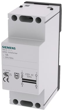 Sikkerhedstransformator, 16 VA primær 230 V AC, 50 Hz, sekundær 8 V AC med PTC-beskyttelse. 4AC3716-0
