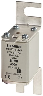 SITOR sikringsforbindelse, med bolt-on-led, NH00, ind: 400 A, aR, Un AC: 690 V. 3NE8032-3MK