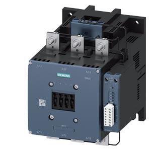 Kontaktor, AC-3, 400 A / 200 kW / 400 V, 3-polet, 96-127 V AC / DC, PLC-IN valgfri, 1 NO + 1 NC, forbindelsesstang / skrueterminal 3RT1075-6PF35