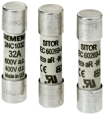 SITOR cylindrisk sikring, 10 x 38 mm, 6 A, aR, Un AC: 600 V, Un DC: 700 ... 3NC1006