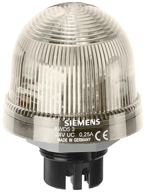 Integreret signallampe, kontinuerligt lys, med integreret LED, klar, 24 V AC / DC 8WD5320-5AE