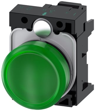 Indikatorlys, 22 mm, rund, plastik, grøn, linse, glat, 110 V AC 3SU1103-6AA40-3AA0