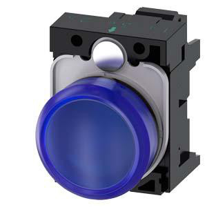 Indikatorlys, 22 mm, rund, plastik, blå, linse, glat, 110 V AC 3SU1103-6AA50-3AA0