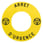 Harmony nødstopskilt i gul plast Ø60 mm for ZBZ3605 aflåsningstilbehør med sort tekst "ARRET D'URGENCE" og EN/ISO 13850 symbol ZBY9130T miniature