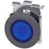 Trykknap, oplyst, 30 mm, rund, metal, mat, blå 3SU1061-0JA50-0AA0