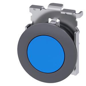 Trykknap, 30 mm, rund, metal, mat, blå 3SU1060-0JB50-0AA0