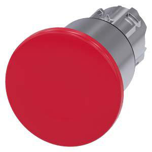 Svampeknap, 22 mm, rund, metal, højglans, rød 3SU1050-1EA20-0AA0