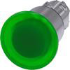 Svampeknap, oplyst, 22 mm, rund, metal, højglans, grøn, 40 mm 3SU1051-1EA40-0AA0