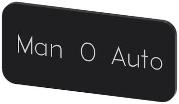 Mærkeplade 12,5 x 27 mm, sort sort, mærkning: Man-O-Auto 3SU1900-0AC16-0DY0