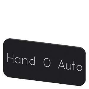 Mærkeplade 12,5 x 27 mm, etiket sort, mærkning: Hånd O Auto 3SU1900-0AC16-0DD0