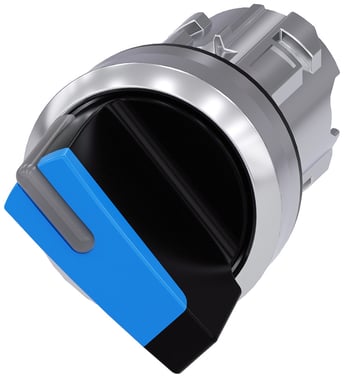 Vippekontakt, der kan lyses, 22 mm, rund, metal, højglans, blå, knap kort 3SU1052-2BF50-0AA0